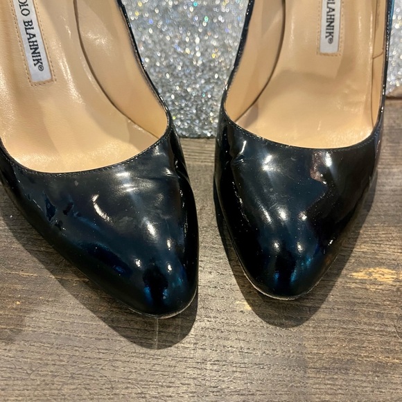 Manolo Blahnik Patent Leather High Heel Pumps in Black - Picture 10 of 16